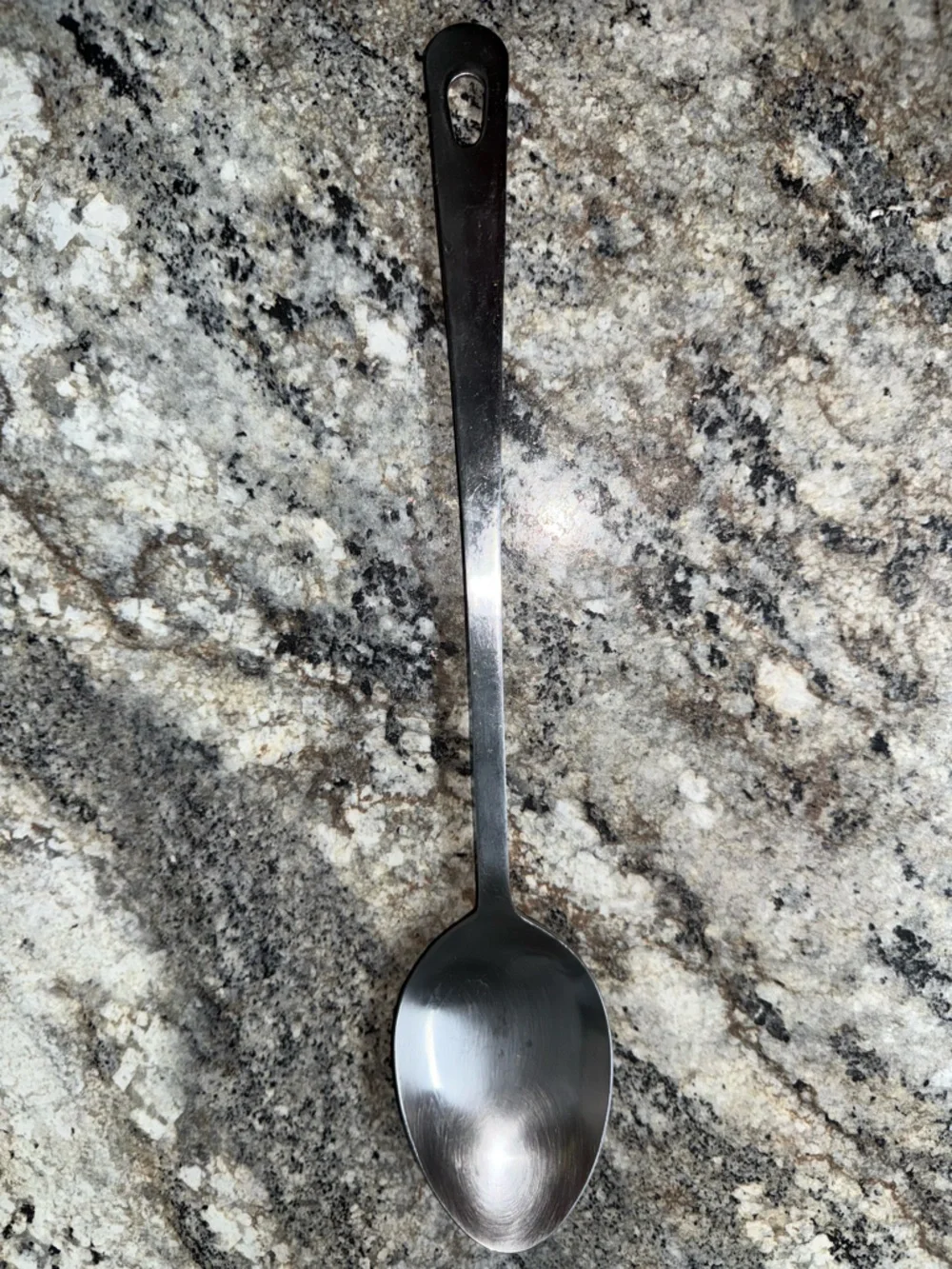 Stainless Steel Long Handle Serving Spoon - silver tone
